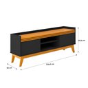 Ver imagem 4 de Rack Ripado 2 Portas com Painel para Tv 50 Polegadas Bahamas 136cm - Via Nossa - Preto e Cedro