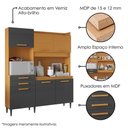 Ver imagem 4 de Kit Cozinha Compacta 6 Portas Selena 182 Cm Cinamomo Grafite Armoveis