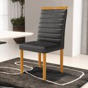 Ver imagem 2 de Kit com 2 Cadeiras Sara Madeira Maciça Estofadas para Mesa de Jantar Courino Preto Cod. 503