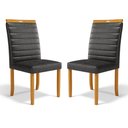 Ver imagem 1 de Kit com 2 Cadeiras Sara Madeira Maciça Estofadas para Mesa de Jantar Courino Preto Cod. 503