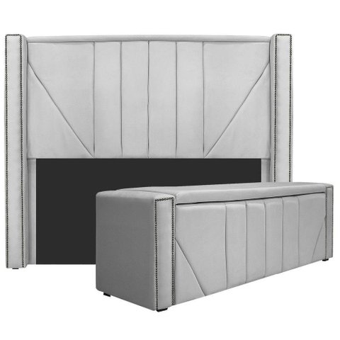 Cabeceira E Baú Queen 160Cm p/Cama Box - Adj Decor Branco