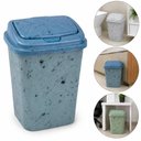 Ver imagem 1 de Lixeira 9 Litros Tampa Click Marmorizada 3D Cesto Lixo Retangular Jeans Casa Cozinha Banheiro Lavabo