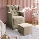 Ver imagem 1 de Poltrona Cadeira de Amamentação Balanço + Puff Ternura Suede Bege - Star Confort