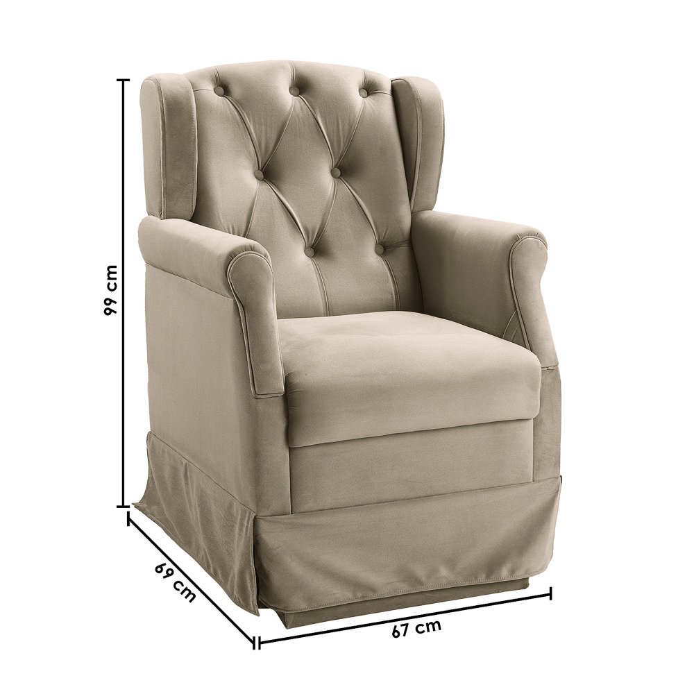 Poltrona Cadeira de Amamentação Balanço + Puff Ternura Suede Bege - Star Confort - 3