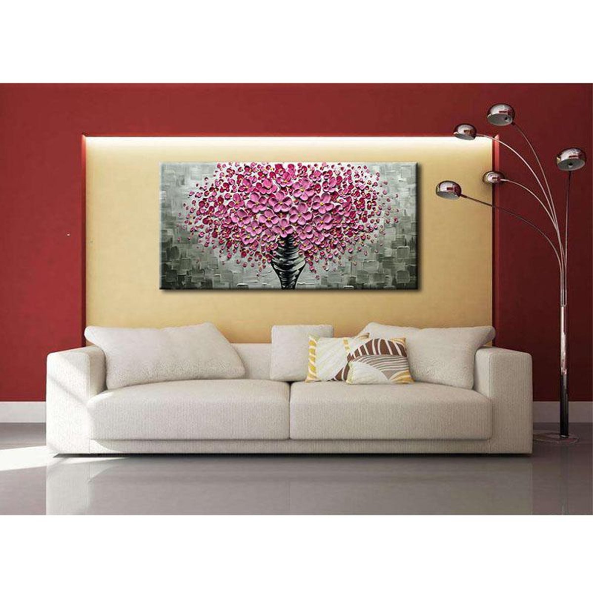 Quadro Pintura Tela árvore moderno visitas flor Quarto 5542: 70cm (A) x 140cm (L) - 5