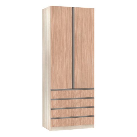 Guarda-roupa Solteiro Luciane 2 Portas 4 Gavetas Prime Plus 90 Cm