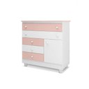 Ver imagem 3 de Quarto Infantil Berço Americano Encanto, Cômoda Adhara 5 Gavetas 1 Porta Branco/rosê - Fbaby