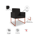 Ver imagem 4 de Poltrona Escritório Courino 3 Cores - Base Ferro Cobre - Preto