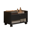 Ver imagem 3 de Gabinete Armário para Banheiro Prisma com Uma Gaveta Nicho e Rodízios - Jm3:preto