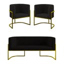 Ver imagem 1 de Kit 2 Poltronas + Sofá 2 Lugares para Recepção – Balaqui Cor:preto