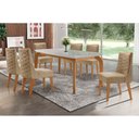 Ver imagem 1 de Conjunto: Mesa de Cozinha Londrina Tampo Madeirado C/ Vidro 180x90cm e 6 Cadeiras Dafne Capuccino/