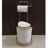 Suporte De Lixeira Piso Banheiro 5 Litros Inox Papel Lixo Cor:Branco - 3