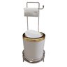 Suporte De Lixeira Piso Banheiro 5 Litros Inox Papel Lixo Cor:Branco - 1