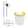 Suporte De Lixeira Piso Banheiro 5 Litros Inox Papel Lixo Cor:Branco - 2