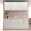 Ver imagem 2 de Cozinha Compacta Modulada 6 Portas 3 Gavetas 100% MDF 2 Tampos Sevilha Branco/Artico