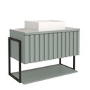 Ver imagem 1 de Gabinete para Banheiro 80cm 100% Mdf Metalon 20x20 1 Porta Basculante Frisê Mgm Móveis Pistache