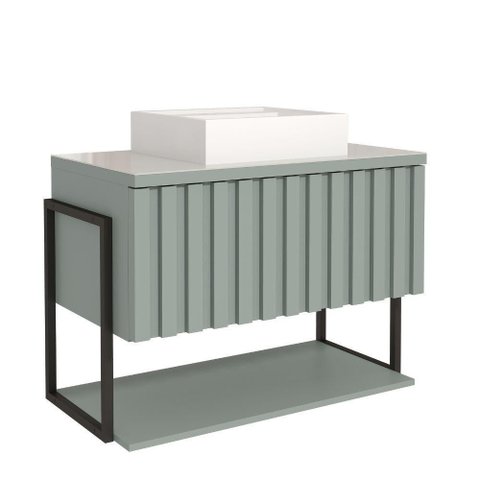 Gabinete para Banheiro 80cm 100% Mdf Metalon 20x20 1 Porta Basculante Frisê Mgm Móveis Pistache