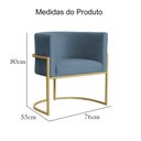 Ver imagem 5 de Poltrona Luana Linho Azul Base Metálica Dourada - Vallisa Decor