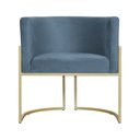 Ver imagem 3 de Poltrona Luana Linho Azul Base Metálica Dourada - Vallisa Decor