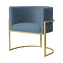 Ver imagem 2 de Poltrona Luana Linho Azul Base Metálica Dourada - Vallisa Decor