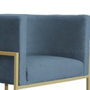 Ver imagem 4 de Poltrona Luana Linho Azul Base Metálica Dourada - Vallisa Decor