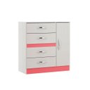 Ver imagem 1 de Cômoda 01 Porta 04 Gavetas 90x92x40 Branco/Rosa 2009 MDP - Prime