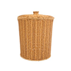 Lixeira com Tampa Redonda 15l Textura Rattan - Oikos