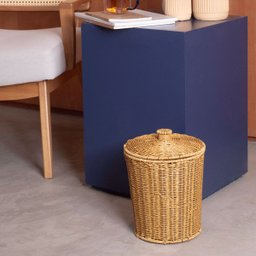 Lixeira com Tampa Redonda 15l Textura Rattan - Oikos - 5 Lixeira com Tampa Redonda 15l Textura Rattan - Oikos - 5