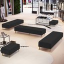 Ver imagem 2 de Kit 02 Puffs Decorativo Sala de Estar Bali W01 Pés Palito 170x60cm Bouclê Preto - Lyam Decor