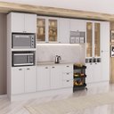 Ver imagem 1 de Cozinha Completa com Balcão Milla Iris 16 Portas 3 Gavetas MDF 360cm Branco Móveis Carraro