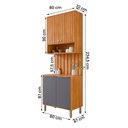 Ver imagem 4 de Armário Aéreo com Balcão e Painel Ripado Divina 80cm 4 Portas Cinamomo/titanium