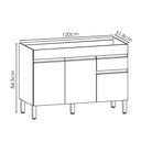 Ver imagem 3 de Balcao para Pia 3 Portas 1 Gaveta 120 Cm Line Gris Ktp