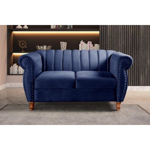 Conjunto Realeza 2 e 3 Lugares Cor:Veludo Azul Marinho 210