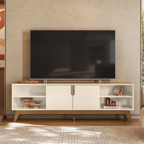 Rack para TV até 75 Polegadas 183cm Campinas Bege Off White/Canela