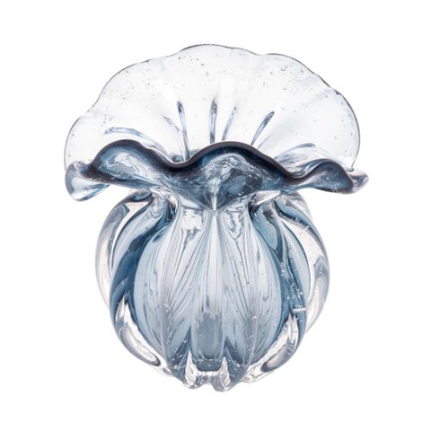 Vaso Lyor Italy de Vidro Azul 13,5cm x 11cm x 14cm