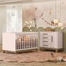 Quarto de Bebê Qencanto Slim com Cômoda 4355 e Berço Mini Cama 4315 Qmovi Rosa Acetinado - 1