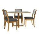 Ver imagem 3 de Sala Jantar Mesa Elma Premium Madeira Maciça C/ Tampo Madeirado C/ Vidro 120x80cm e 4 Cadeiras Lola