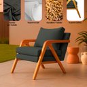 Ver imagem 4 de Poltrona Sala Decorativa Mona Estofada Veludo Cinza Base Madeira Castanho - Arkell