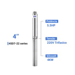 Kit Bomba Submersa Energia Solar Irrigação 5.5CV 76800L/d - 2