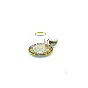 Xicaras De Chá Turca 12 Peças Medusa Gold– Luxury Glass Set