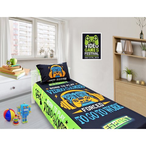 Jogo De Lençol Cobre Leito E Fronha Carros Gamer Mod 2 Kit 2pçs