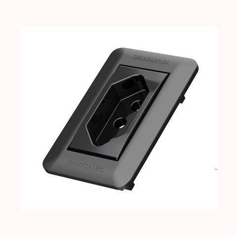 Mini Espelho 1 Tomada 10a Embutir para Móveis - Preto