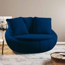 Ver imagem 1 de Poltrona Redonda Giratória Confortável Almofada Azul Cloe