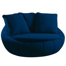 Poltrona Redonda Giratória Confortável Almofada Azul Cloe - 2