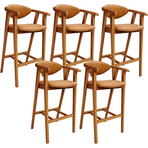 Kit 05 Banquetas Alta Cozinha Bancada Bar Sala de Jantar Fixa Cecília L02 Couríssimo Whisky - Lyam D