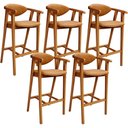 Ver imagem 1 de Kit 05 Banquetas Alta Cozinha Bancada Bar Sala de Jantar Fixa Cecília L02 Couríssimo Whisky - Lyam D