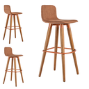 Ver imagem 3 de Kit 3 Banquetas Linea Base Madeira Cozinha Bar Bancada Alta:terracota/cobre
