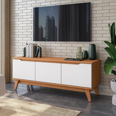Rack Kappesberg 3 Portas Canela/branco 136cm