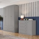 Ver imagem 1 de Conjunto Quarto Juvinil Guarda Roupa 4 Portas e Cômoda 4 Gavetas Amy Casa 812