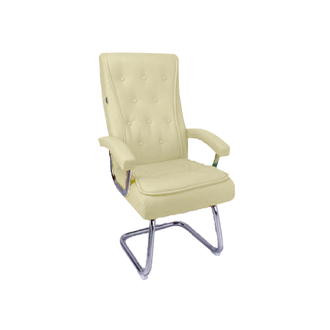 Cadeira de Escritório Luxo U11 - Assento e Encosto Cor Fendi Base Fixa de Aço Cromado Mola Ensacada